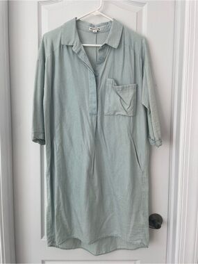 Whistles Lightweight Denim Button-Down Shirt Dress